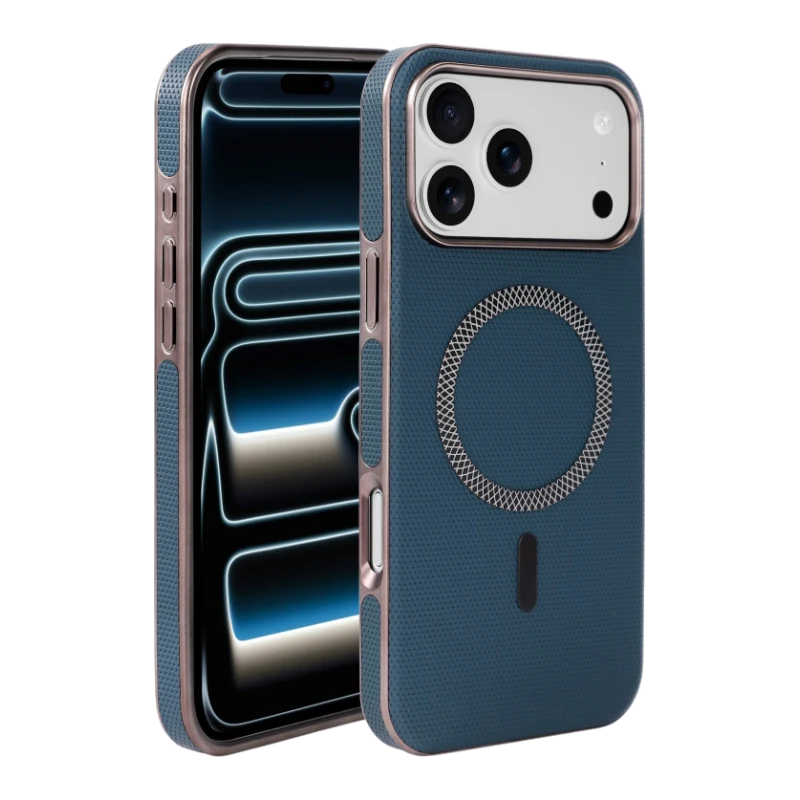 Coque MagSafe effet tressé Bleu