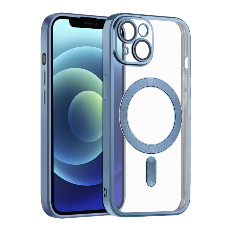 Coque MagSafe transparente contour couleur Bleu Polaris
