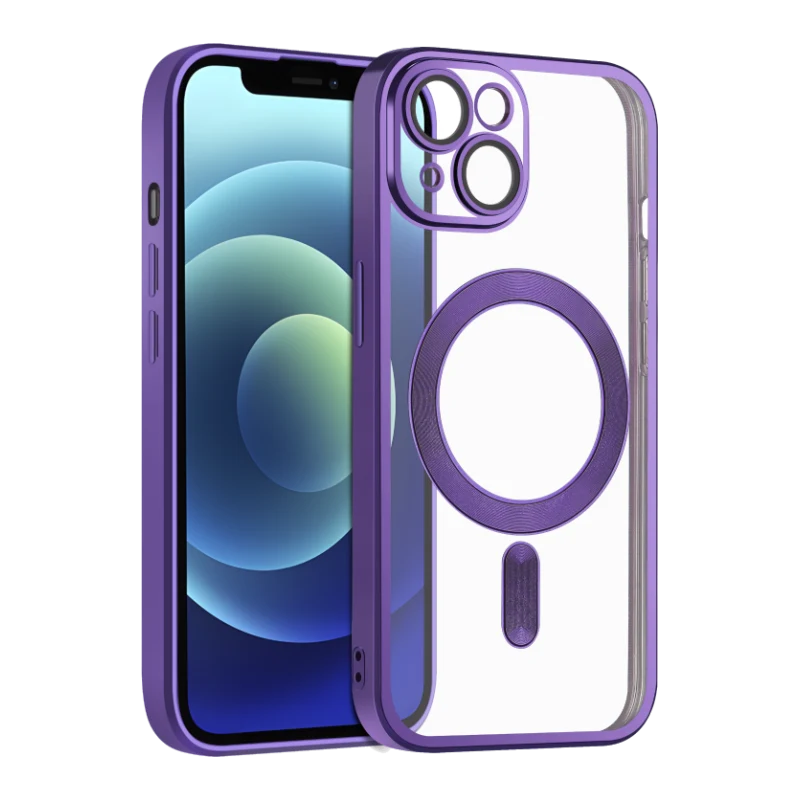 Coque MagSafe transparente contour couleur Violet Cosmos
